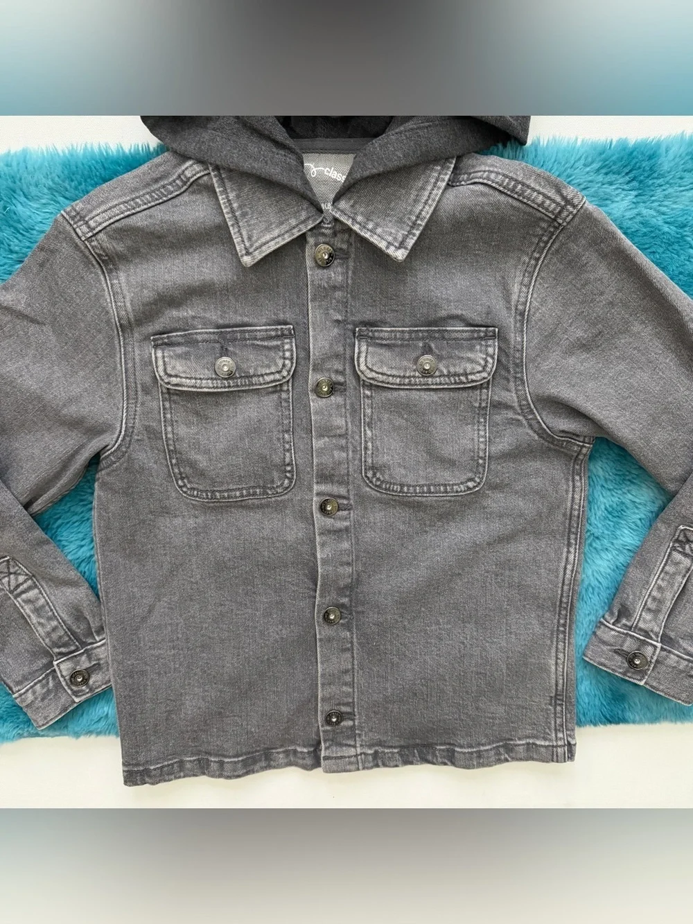 art class Gray Hooded Denim Jacket Size M (8)